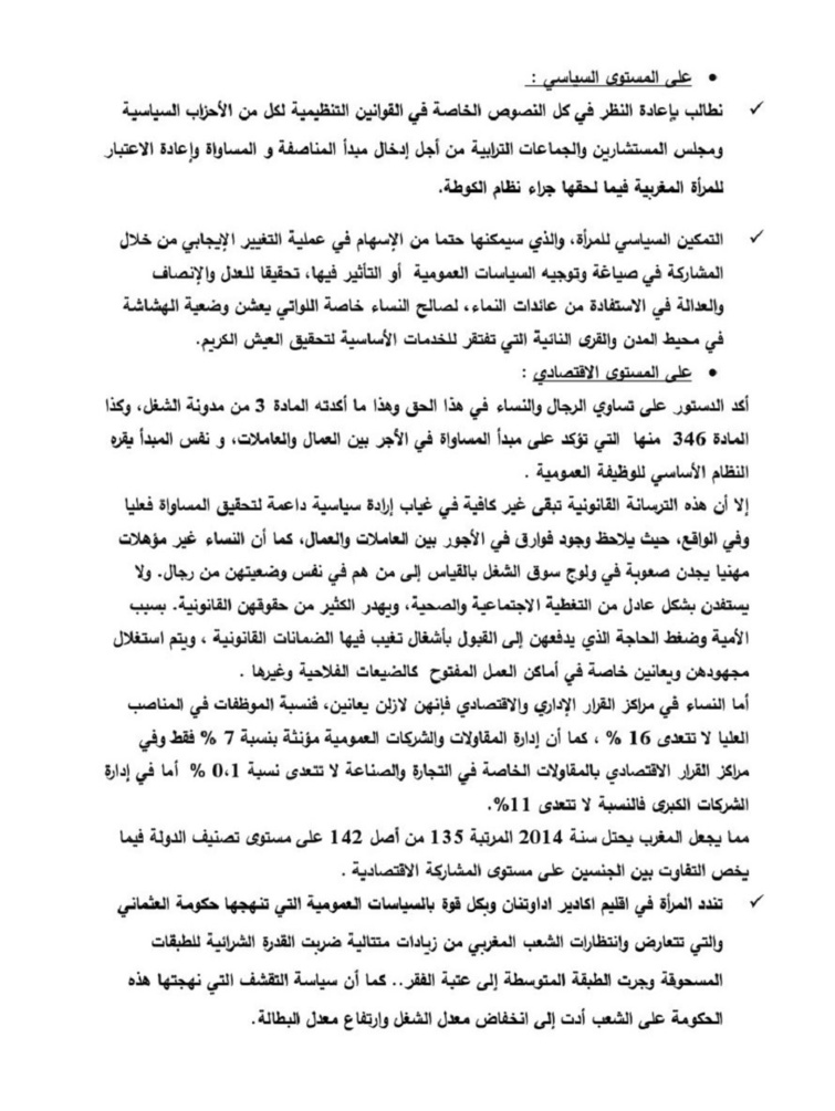 في بيان المؤتمر المحلي لمنظمة المرأة الاستقلالية بفرع أكادير المحيط في بيان المؤتمر المحلي لمنظمة المرأة الاستقلالية بفرع أكادير المحيط