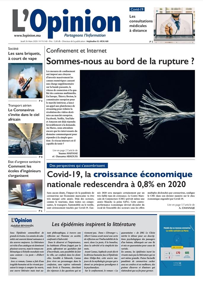 L'Opinion de Jeudi 26 Mars 2020
