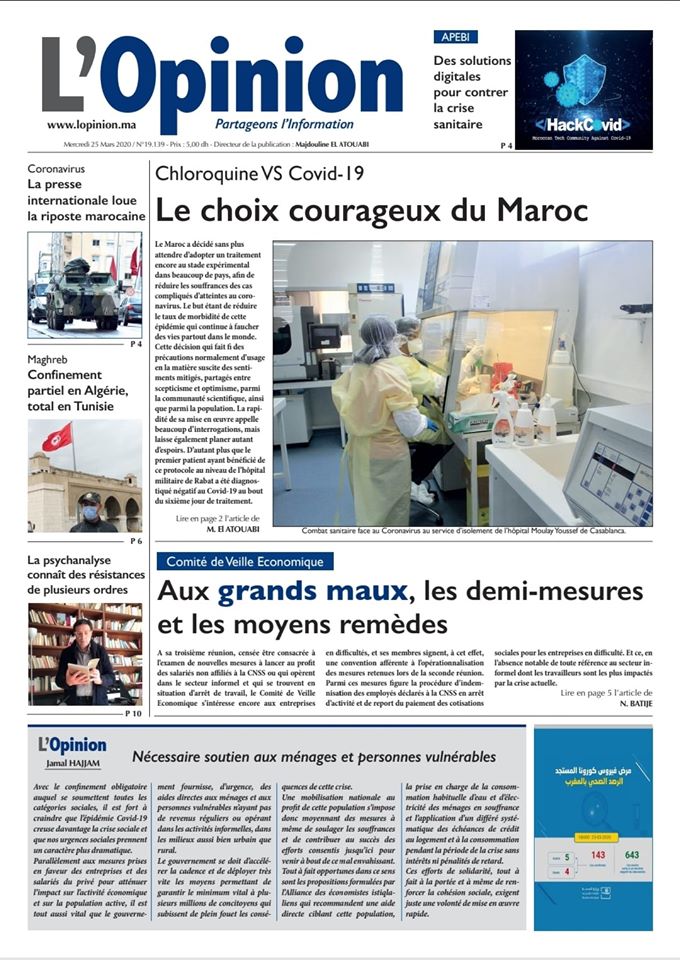 L'Opinion de Mercredi 25 Mars 2020