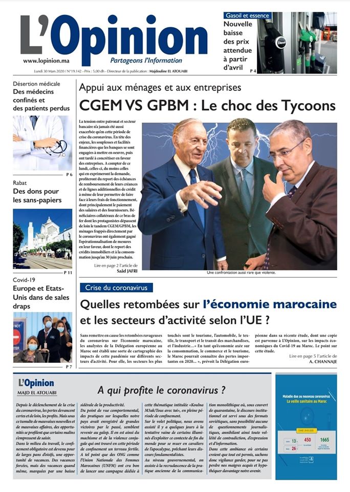 L'Opinion de Lundi 30 Mars 2020 