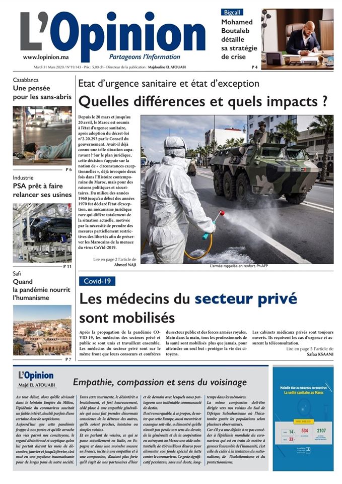 L'Opinion du 31 Mars 2020 