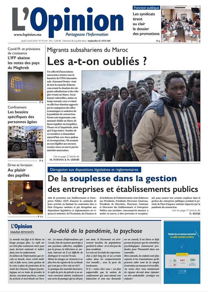 L'Opinion de Jeudi 2 Avril 2020 
