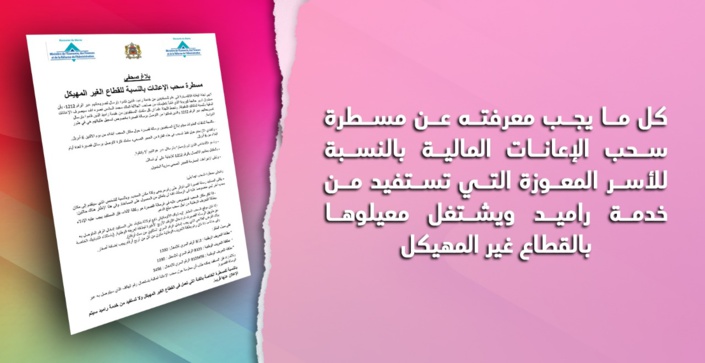 هام للأسرة المعوزة التي تستفيد من بطاقة RAMED.. كل ما يجب معرفته عن مسطرة سحب الإعانات المالية هام للأسرة المعوزة التي تستفيد من بطاقة RAMED.. كل ما يجب معرفته عن مسطرة سحب الإعانات المالية