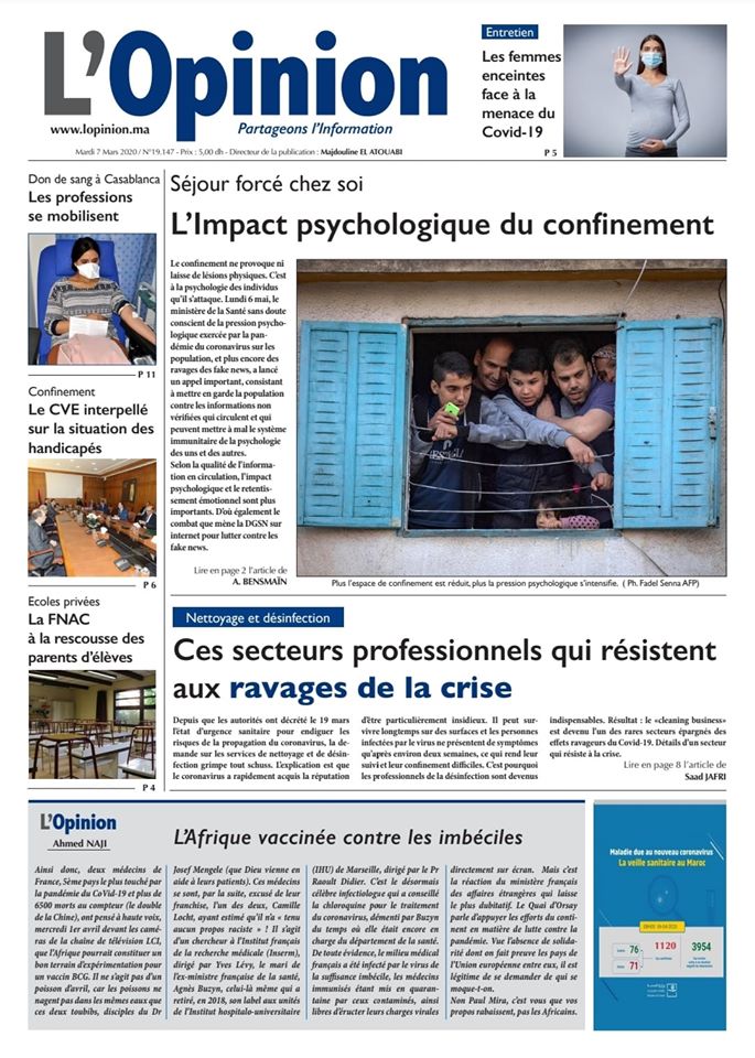 L'Opinion du Mardi 7 Avril 2020