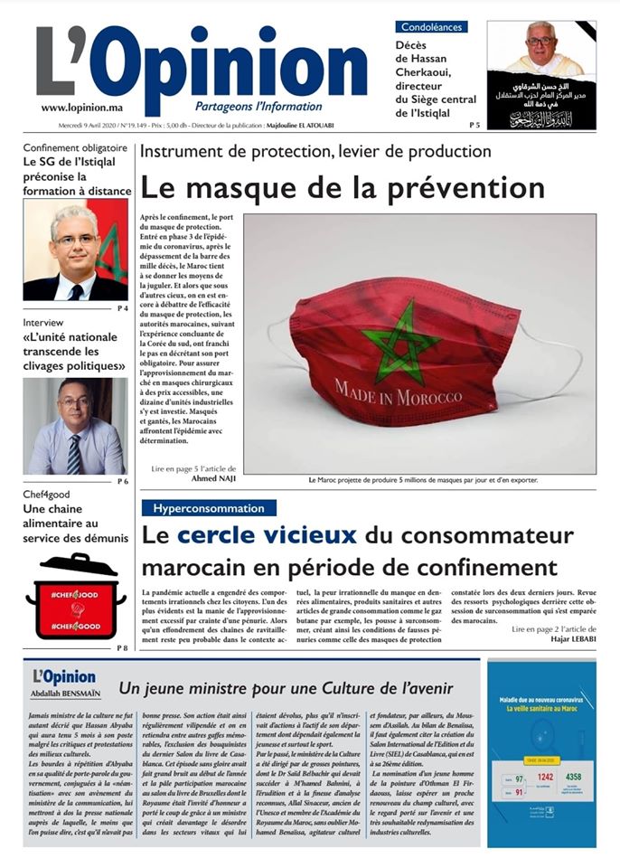 L'Opinion du Jeudi 9 Avril 2020