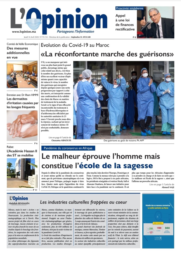 L'Opinion du Jeudi 16 Avril 2020