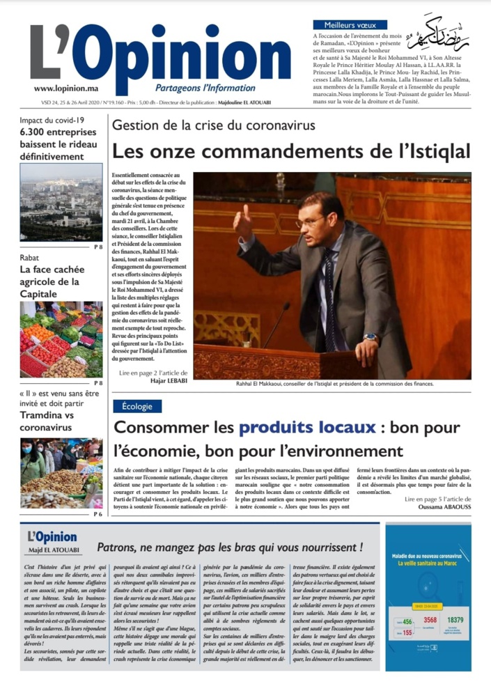 L'Opinion du 24, 25 & 26 Avril 2020
