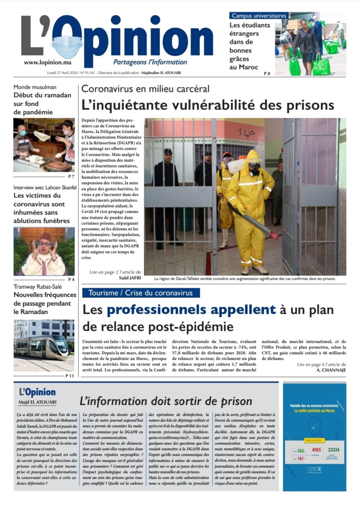L'Opinion du Lundi 27 Avril 2020