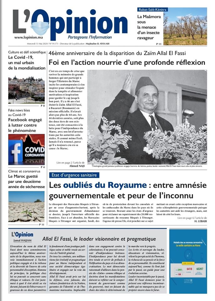 L'Opinion du Mercredi 13 Mai 2020