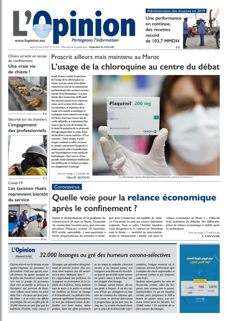 L'Opinion du Jeudi 28 Mai 2020 est entre vos mains 