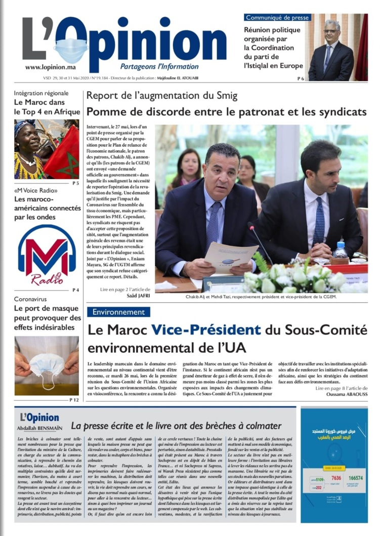 L'Opinion du 29, 30 & 31 Mai 2020 est entre vos mains 
