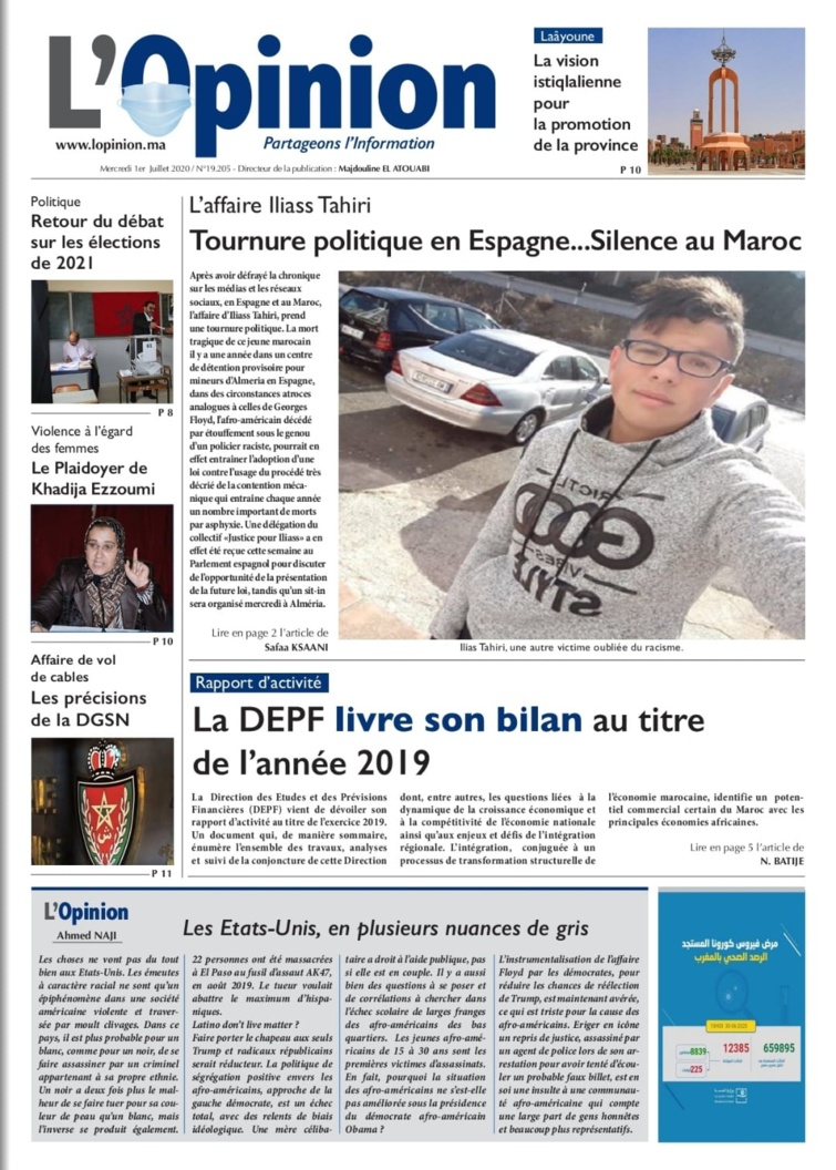 L'Opinion du Mercredi 1er Juillet 2020 est entre vos mains