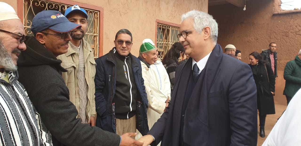 الأخ نزار بركة الأمين العام لحزب الاستقلال يزور بيت الأخ محمد اكنسوس بأوريكة لتقديم واجب العزاء في وفاة والدته