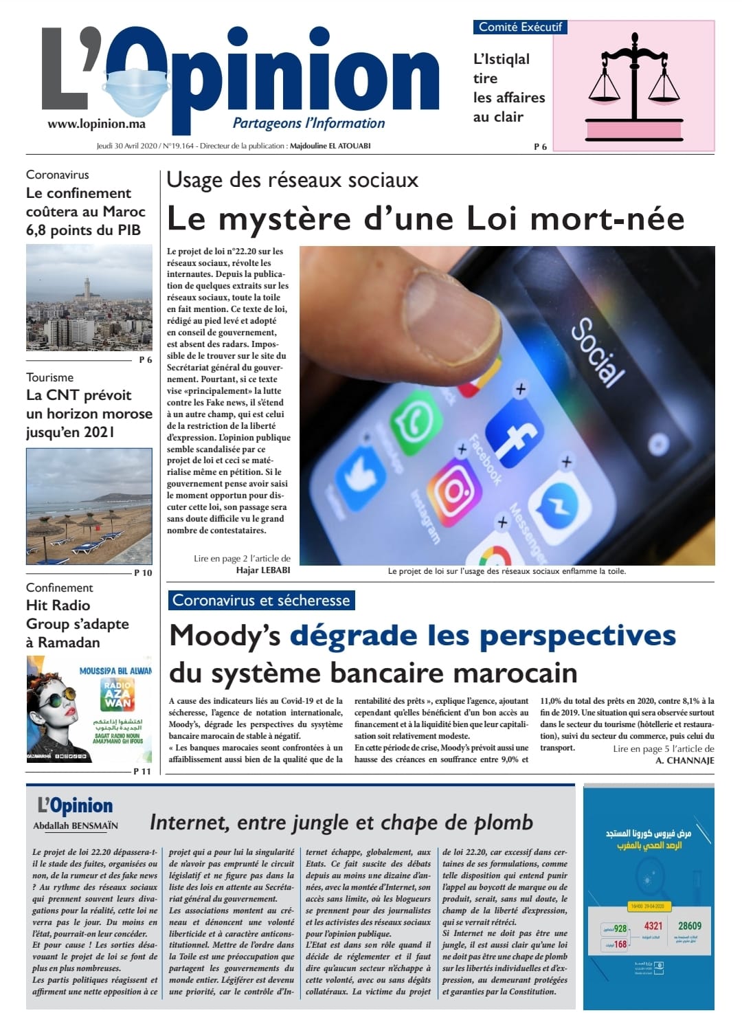 L'Opinion du Jeudi 30 Avril 2020