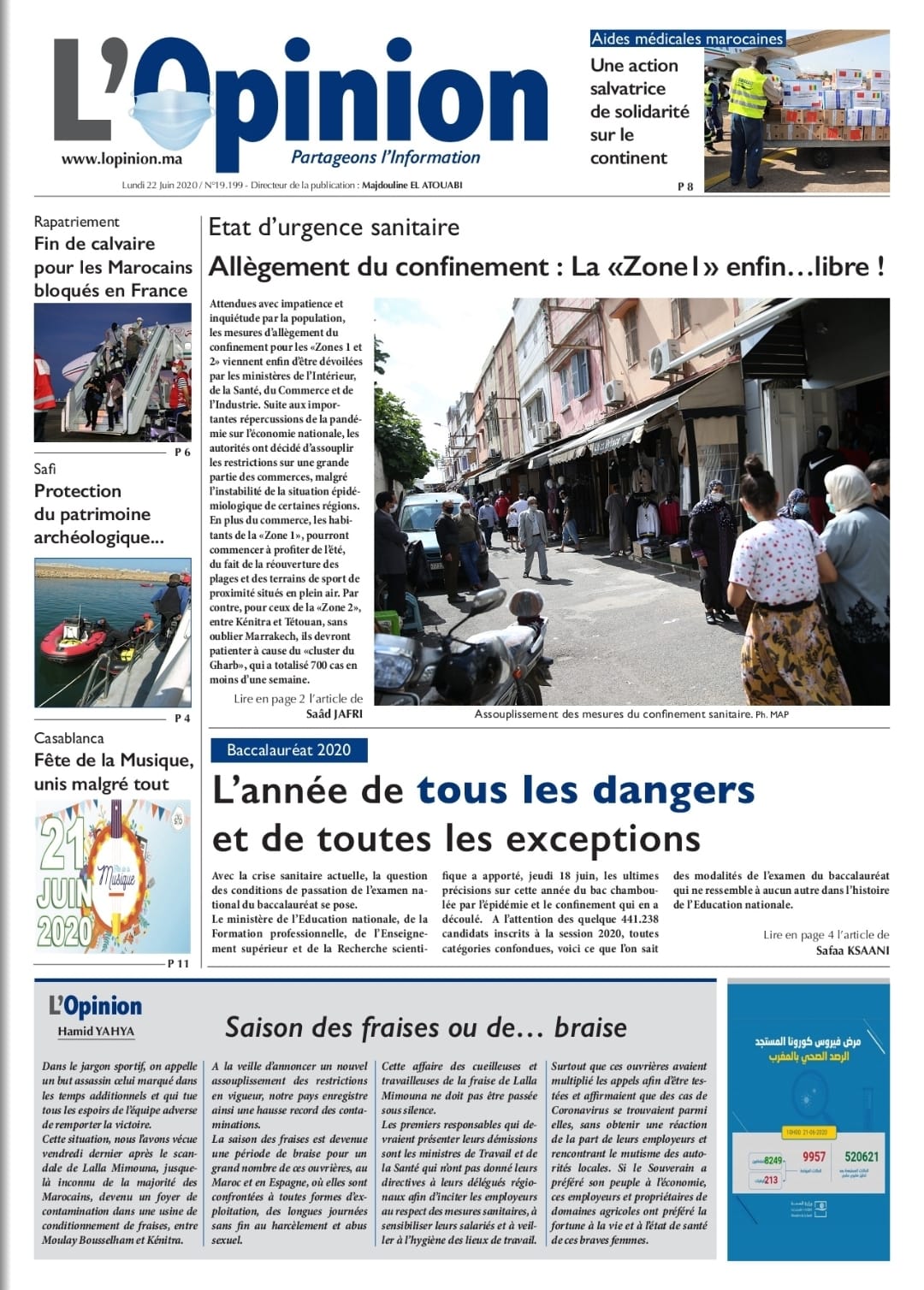L'Opinion du Lundi 22 juin 2020 est entre vos mains  