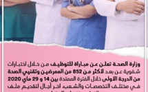 وزارة الصحة تعلن عن مباراة للتوظيف من خلال اختبارات شفوية عن بعد لأكثر من 852 من الممرضين وتقنيي الصحة من الدرجة الأولى